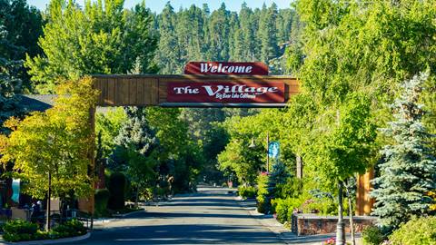 Street view of the signage at The Village in Big Bear Lake 