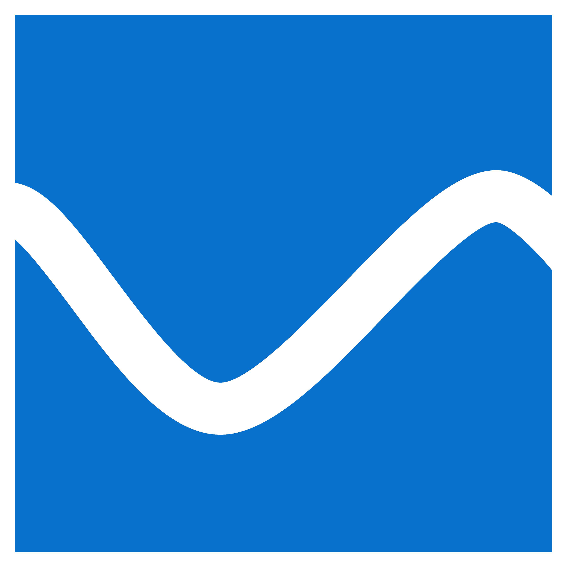 Blue square technical mountain bike signage with white horizontal line in the middle.
