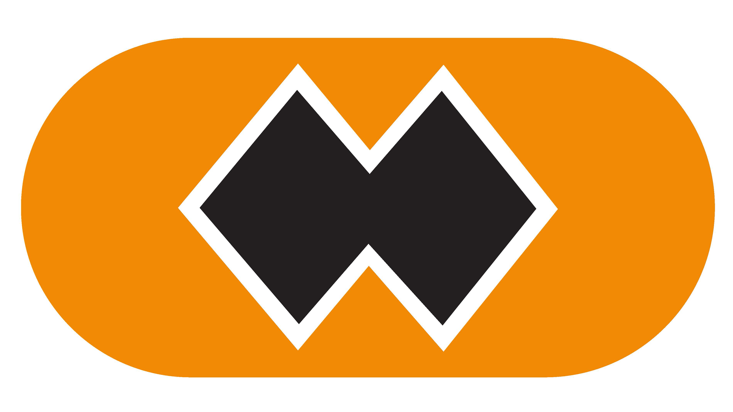 Orange oval freeride trail signage with double black diamonds in the middle.
