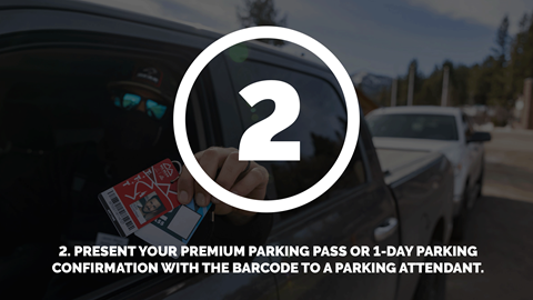 Present your premium parking pass or 1-day parking confirmation with the barcode to a parking attendant.