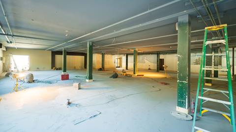 remodel inside of snow valley's rental shop with new floors in progress
