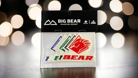 5-pack of Bear Mountain logo stickers in different colors (red, blue, green, white, black)