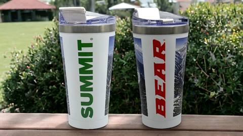 Snow Summit and Bear Mountain branded tumblers