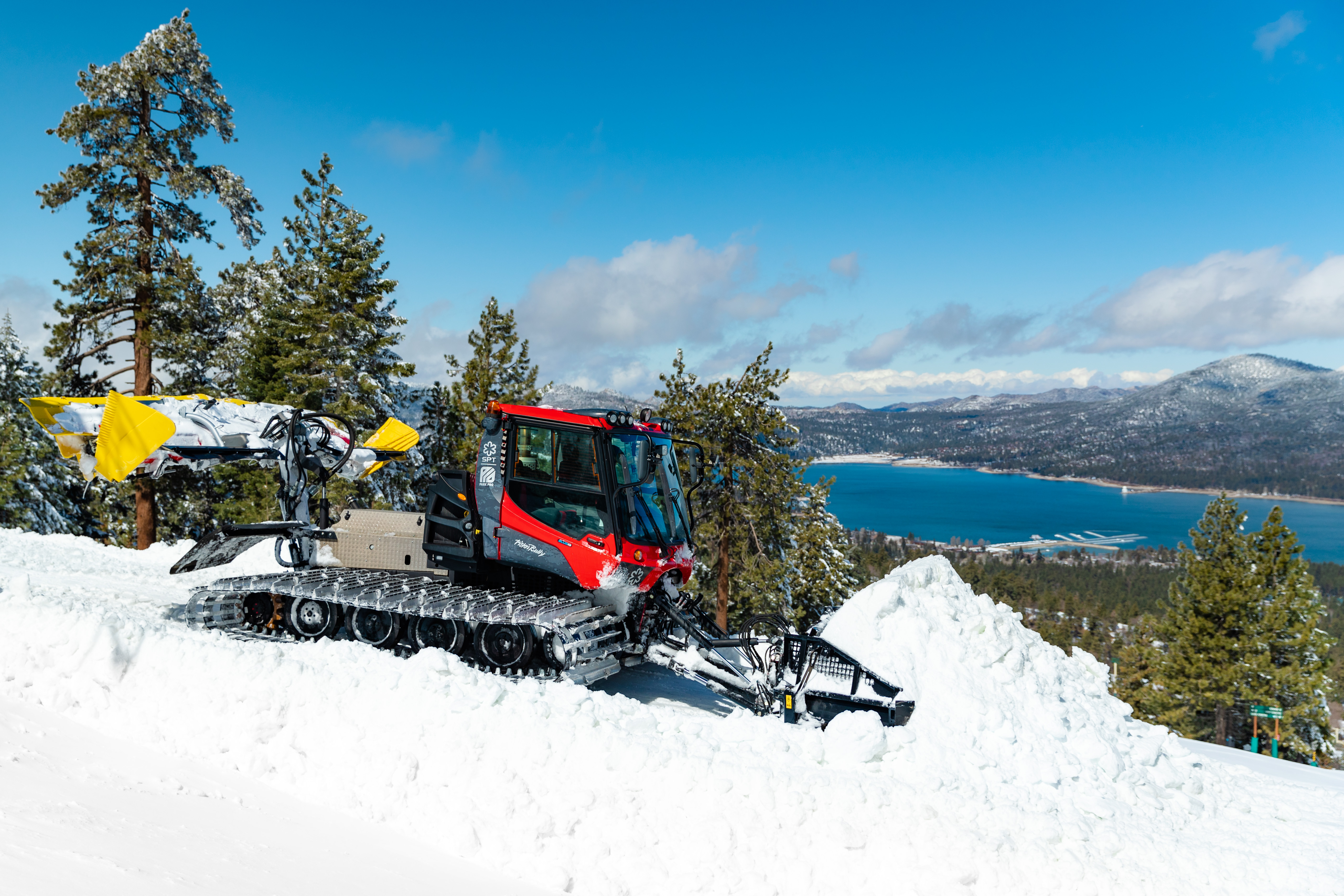 Snow cat on the mountain top