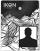 Black and white version of ikon pass card for big bear mountain resort a season pass offering access for winter skiing and snowboarding