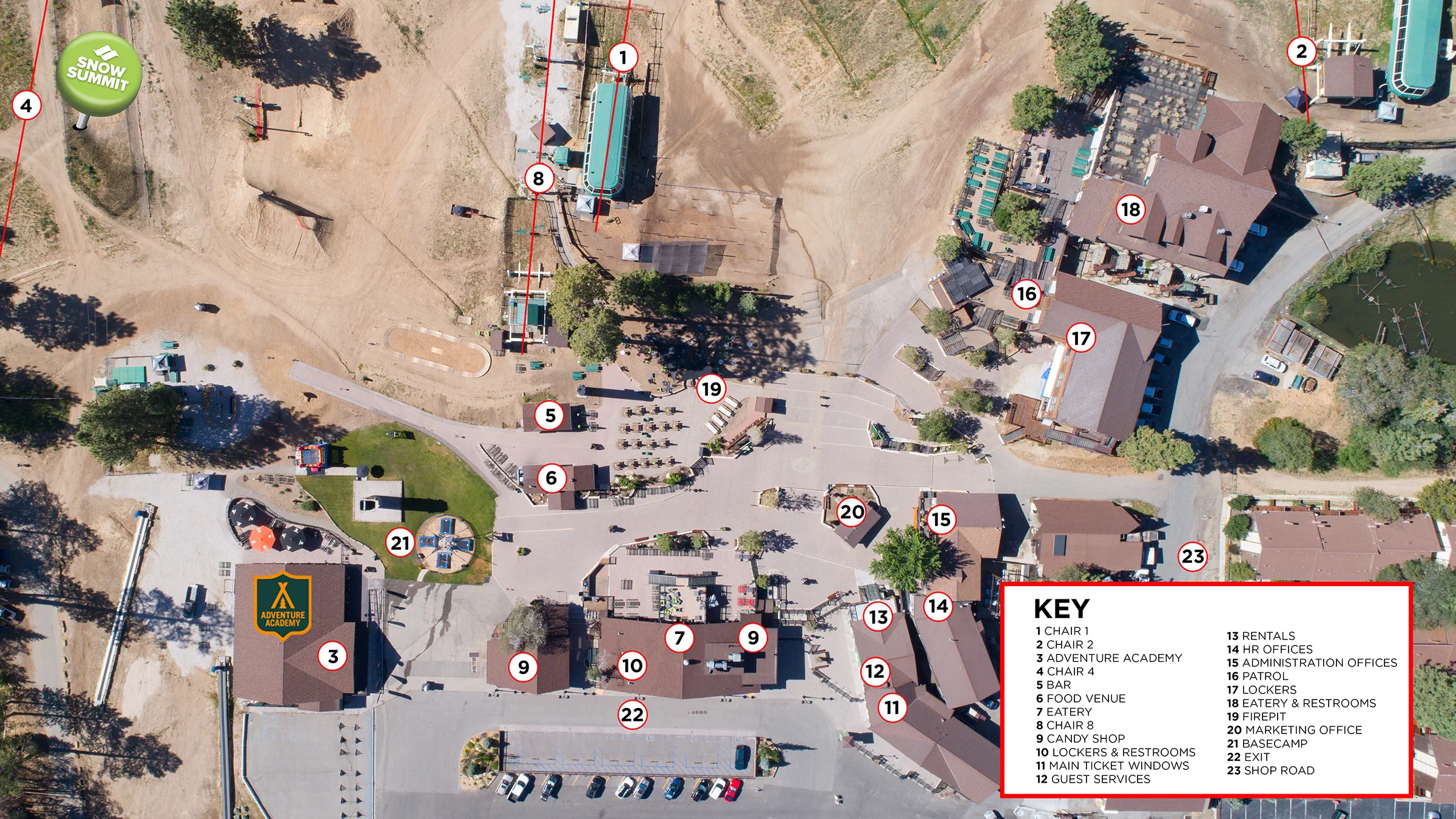 Snow Summit Summer Base Area Map
