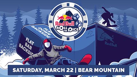 Red Bull Roll the Dice flyer for the Saturday, March 22, 2025 stop at Bear Mountain.