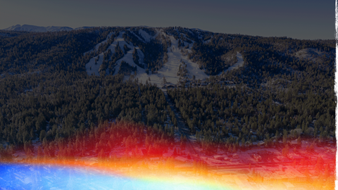 Big Bear Mountain Resort in the winter with the slopes covered in snow