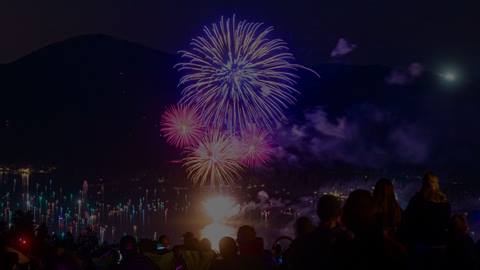 Fireworks show over Big Bear Lake