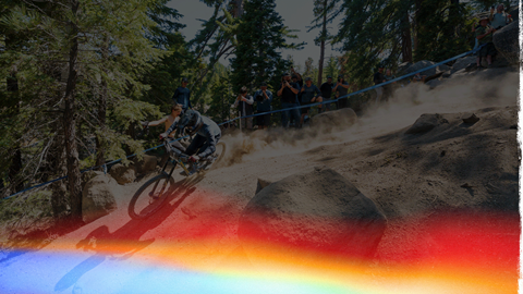 Mountain biker racing downhill during Valley Series at Snow Valley