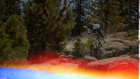 Mountain biker racing at Snow Valley in the summer during the Valley Series races