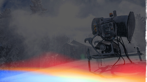 Snow guns turned on for snowmaking