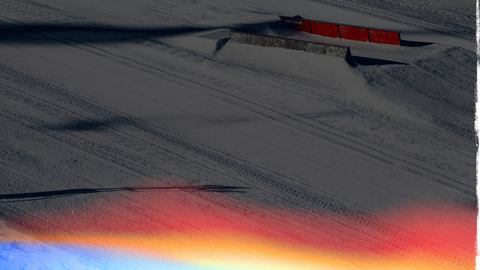 Bear Mountain red rail feature in the snow