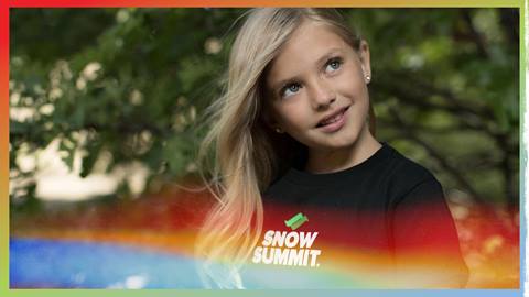 Kiddo in Snow Summit black tee shirt