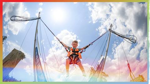 Kiddo enjoying the Euro Bungee at the Base Area of Snow Summit