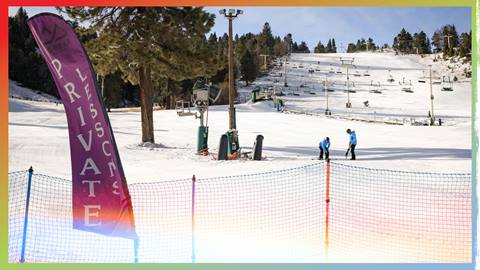 private lesson purple flag on the snow