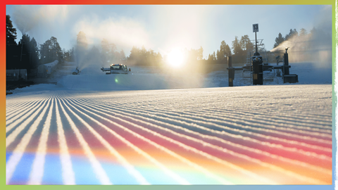 Snowmaking early morning at snow valley ski resort