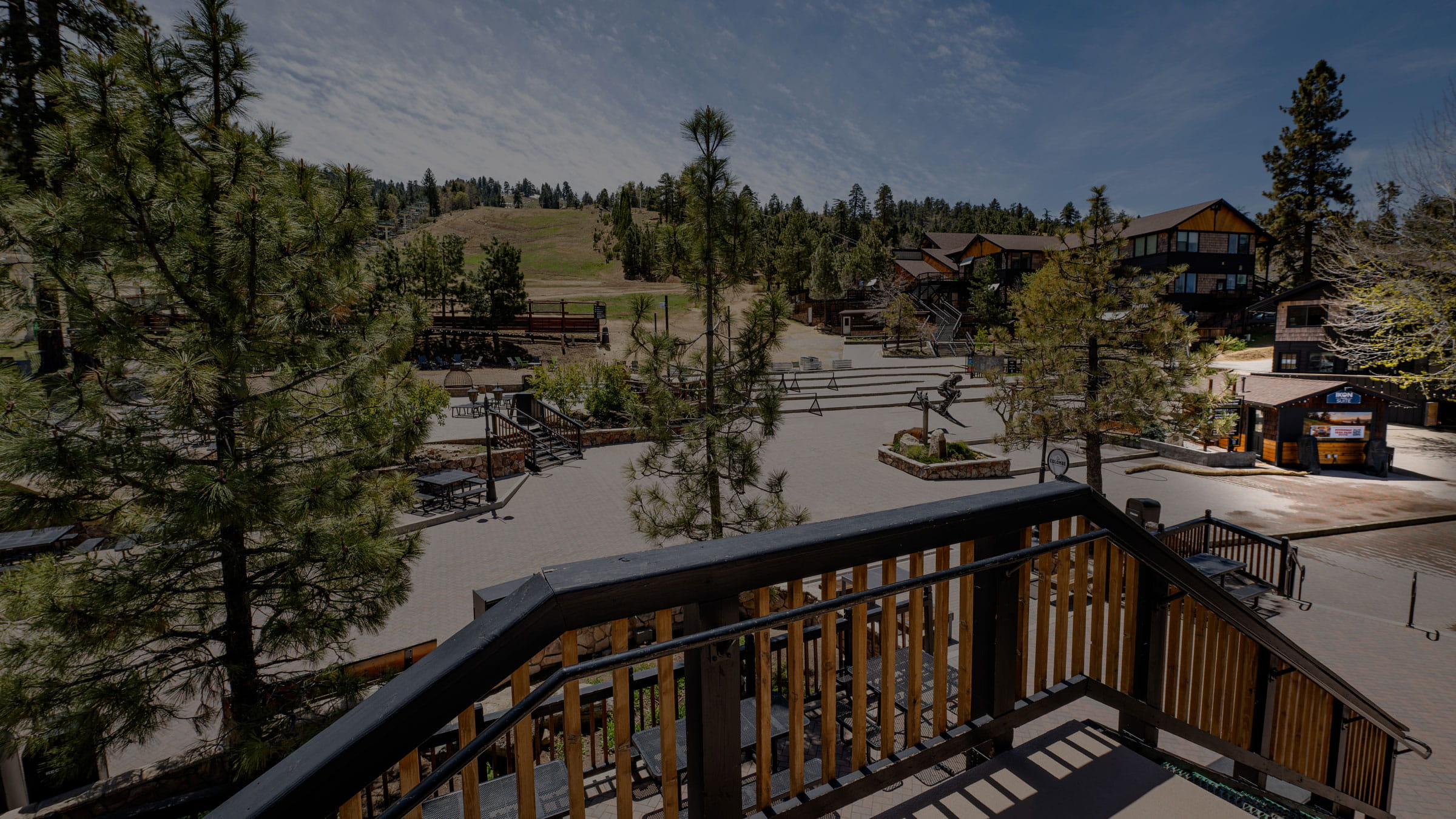 Summer version of the snow summit base area showing where the Ikon Pass Suite is