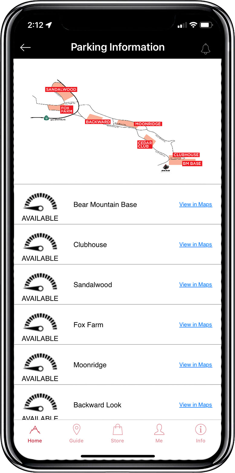 BBMR mobile app parking feature screenshot on iPhone
