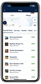 Dining screen on the Ikon Pass app