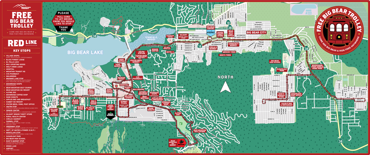 Big Bear Mountain Transit red line shuttle map