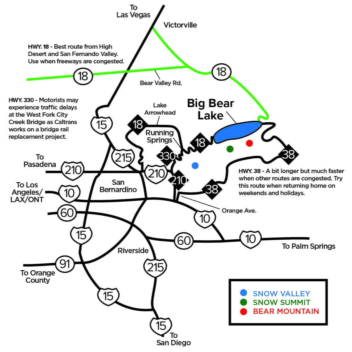 Hwy 18 Direction Map through Lucerne Valley