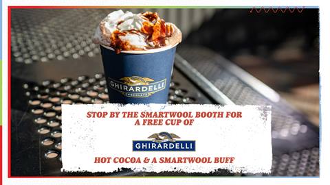Stop by the Smartwool booth for a free cup of hot cocoa and a smartwool buff