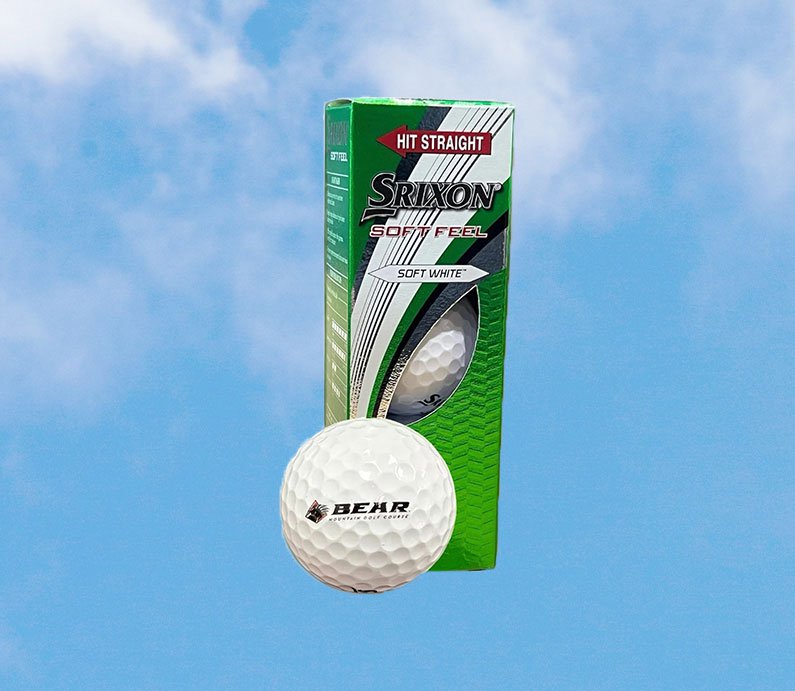 Bear Mountain branded white Srixon golf balls.