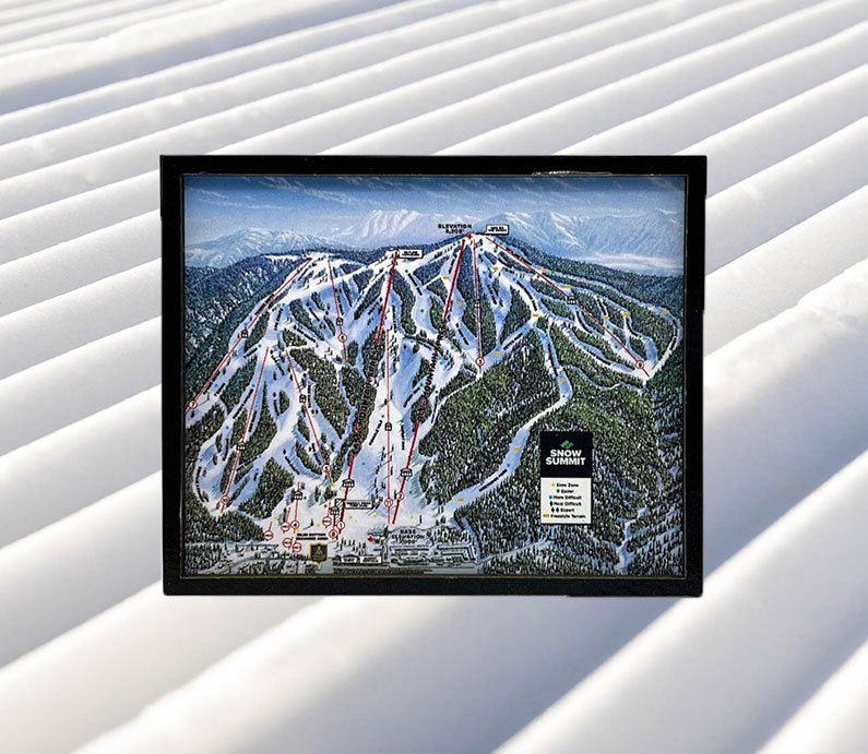 Snow Summit winter trail map on a magnet.