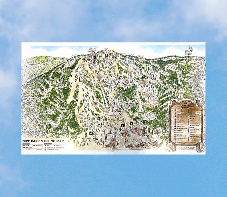 Snow Summit summer trails map poster.