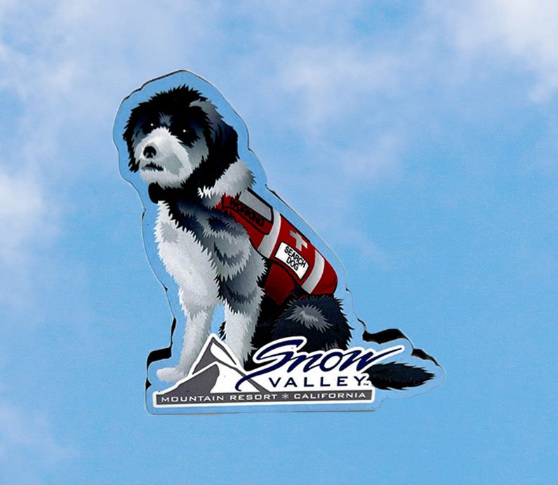 Snow valley patrol dog magnet with snow valley logo