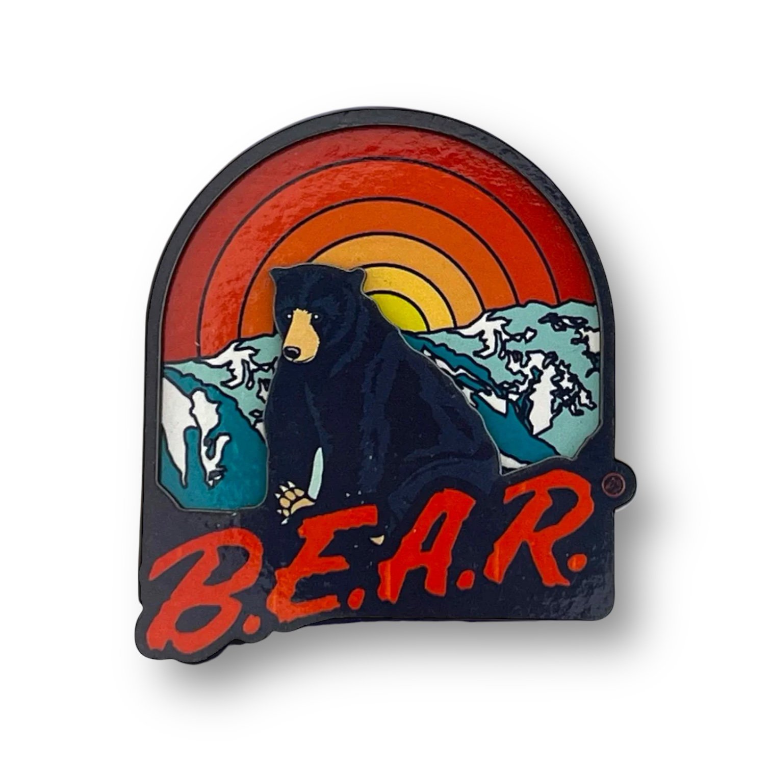 Rainbow and a black bear with text overlap B.E.A.R.