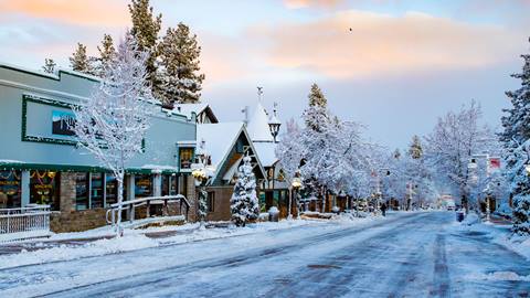 Big Bear Lake Village snowy street