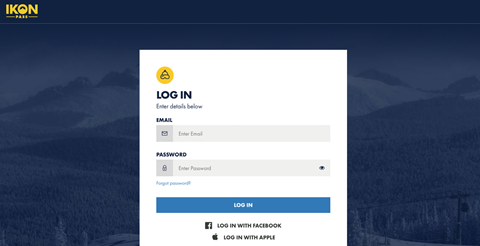 Account login page for Ikon Pass account holders