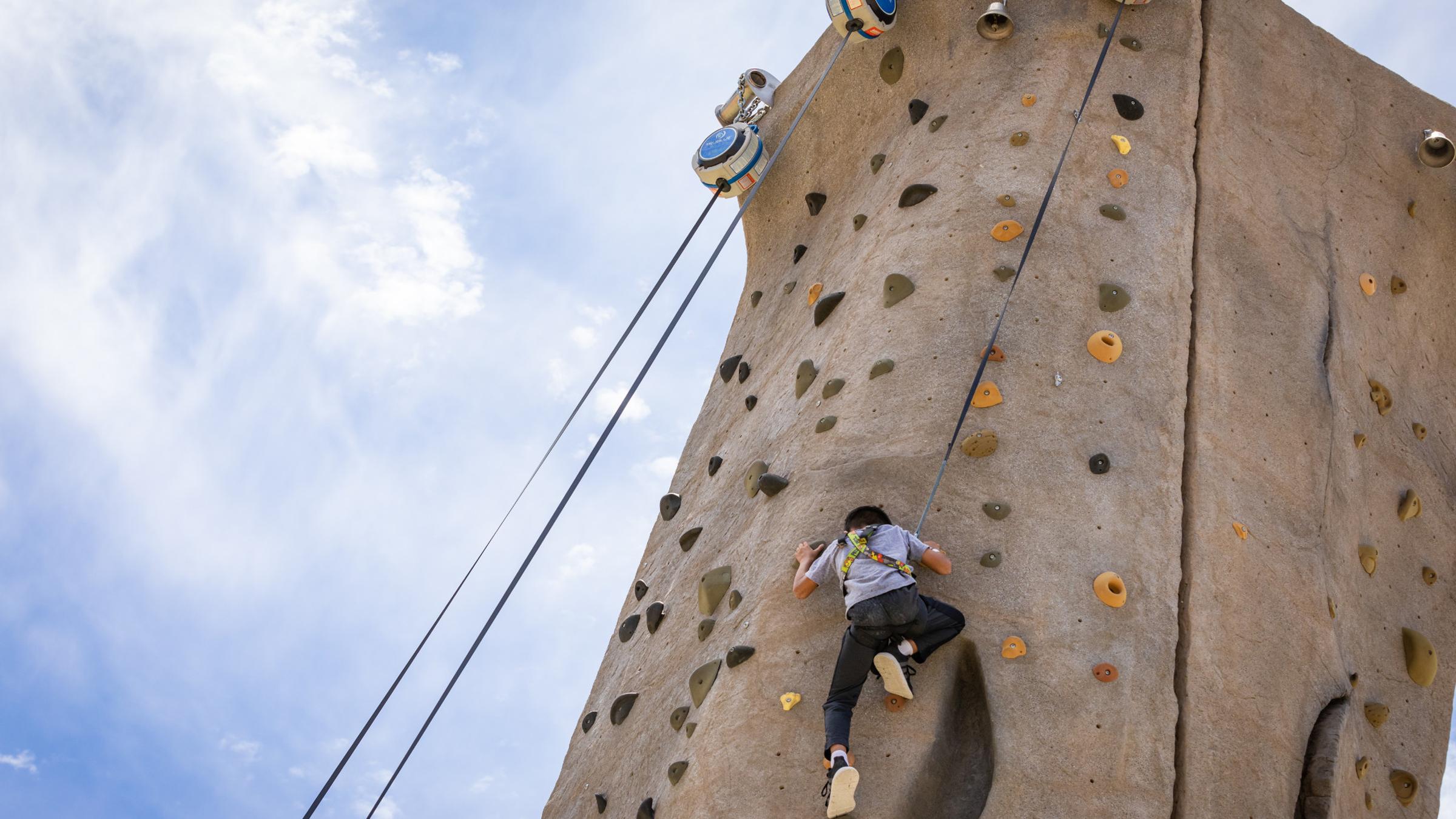 Child on climbing wall