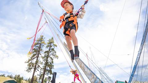 Child on Euro-Jump trampoline smiling
