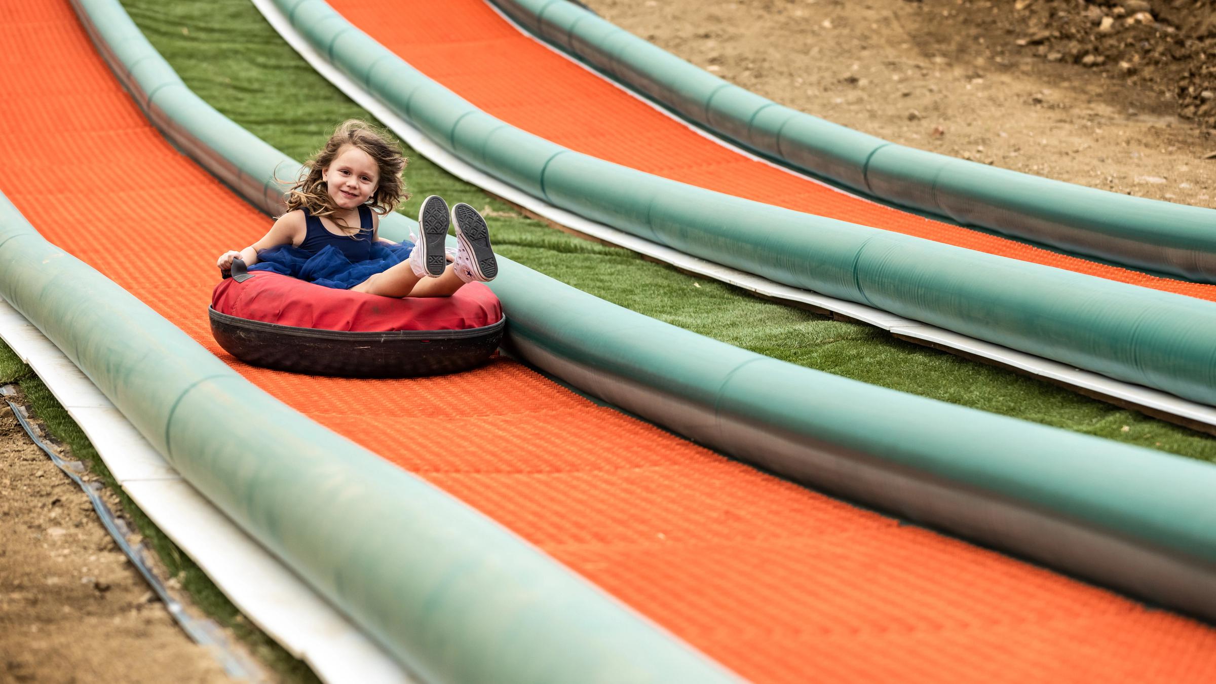 Girl on a summer tube.