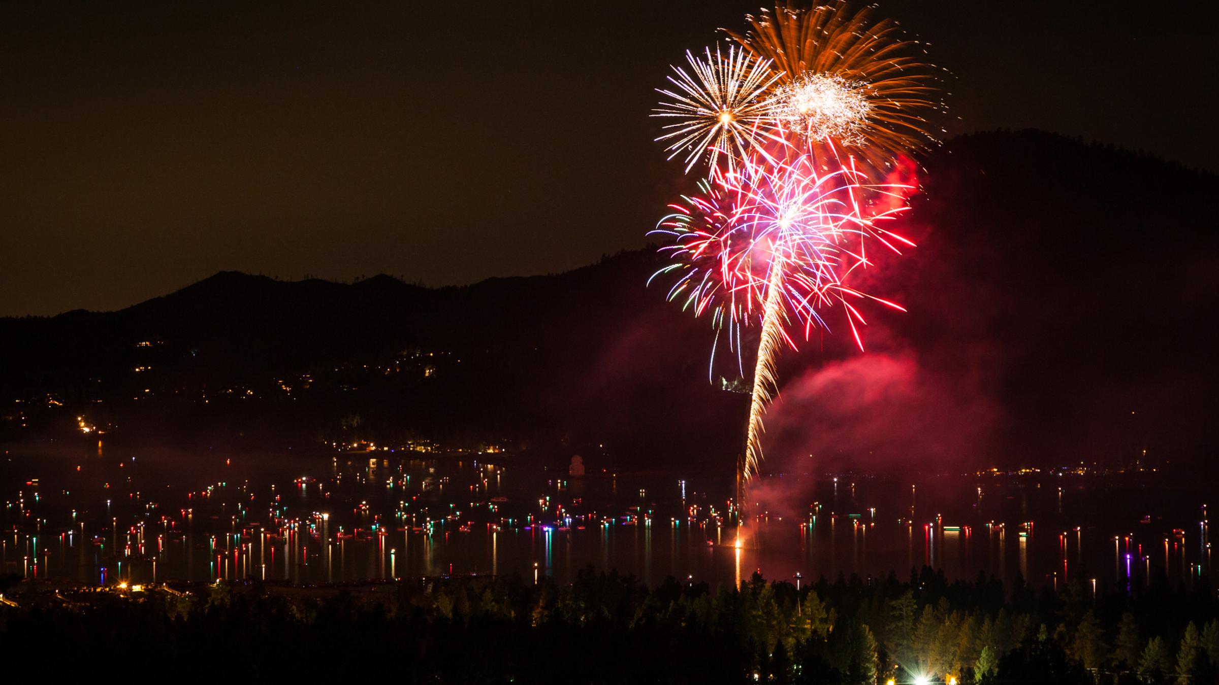 Fireworks over big bear lake
