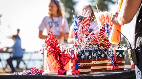 Red, white, and blue themed flag cake