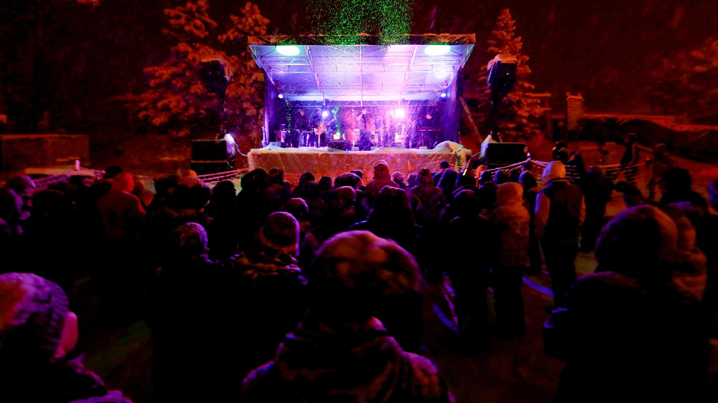 View of stage from base area for the torchlight performance