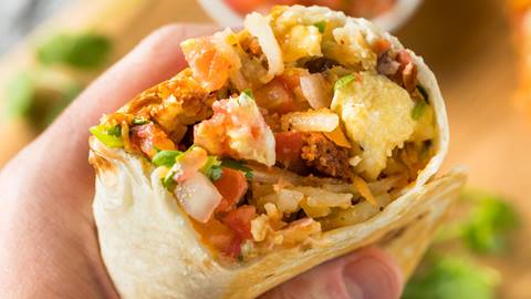 Homemade Chorizo Breakfast Burritos with Avocado and Pico