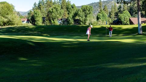 A couple golfing together
