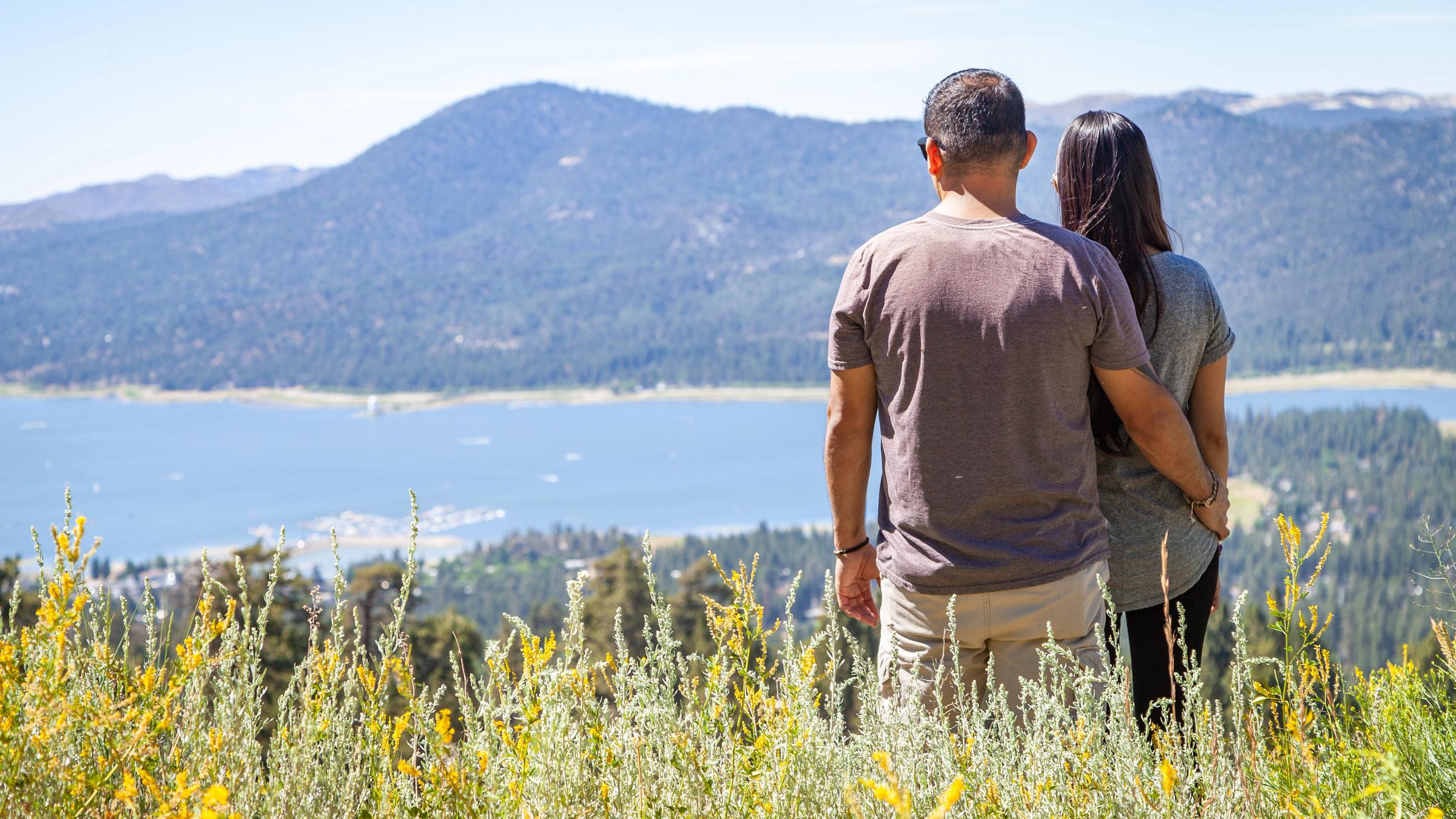 Married couple hiking