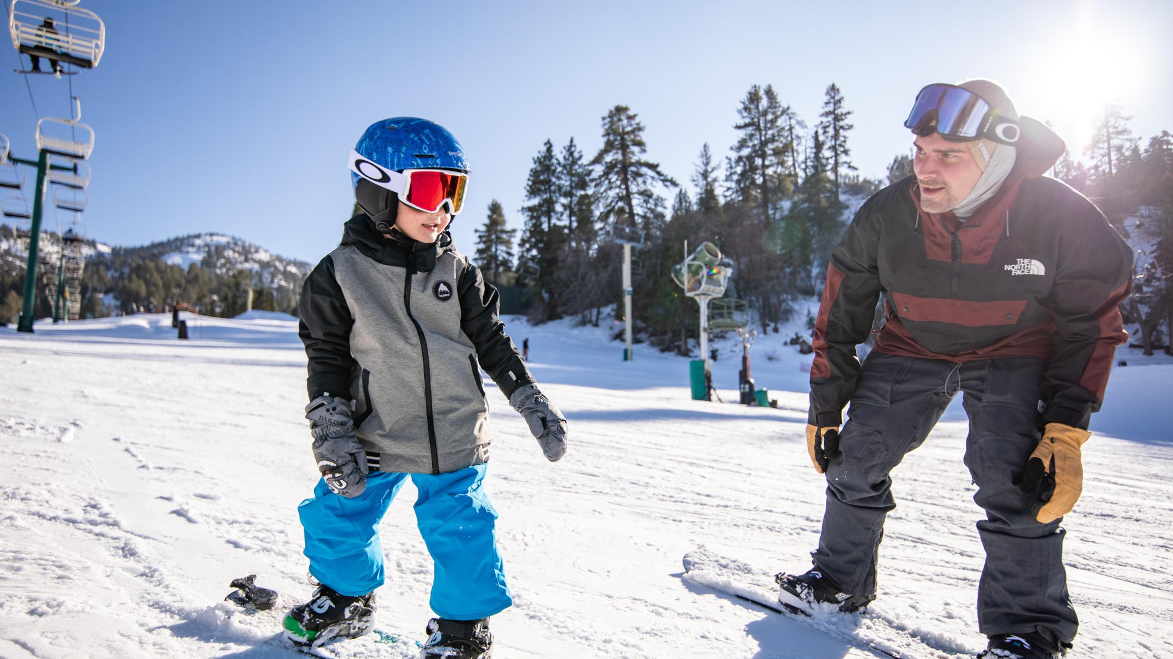 Kid snowboarding