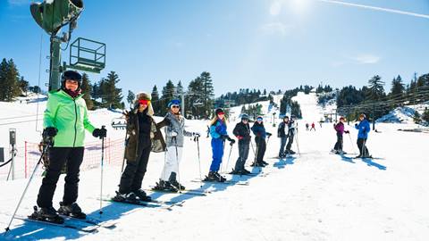 Group of 9 skiers with 1 instructor at Snow Valley