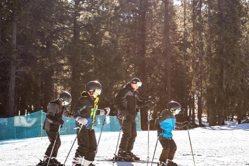 Family in a ski lesson