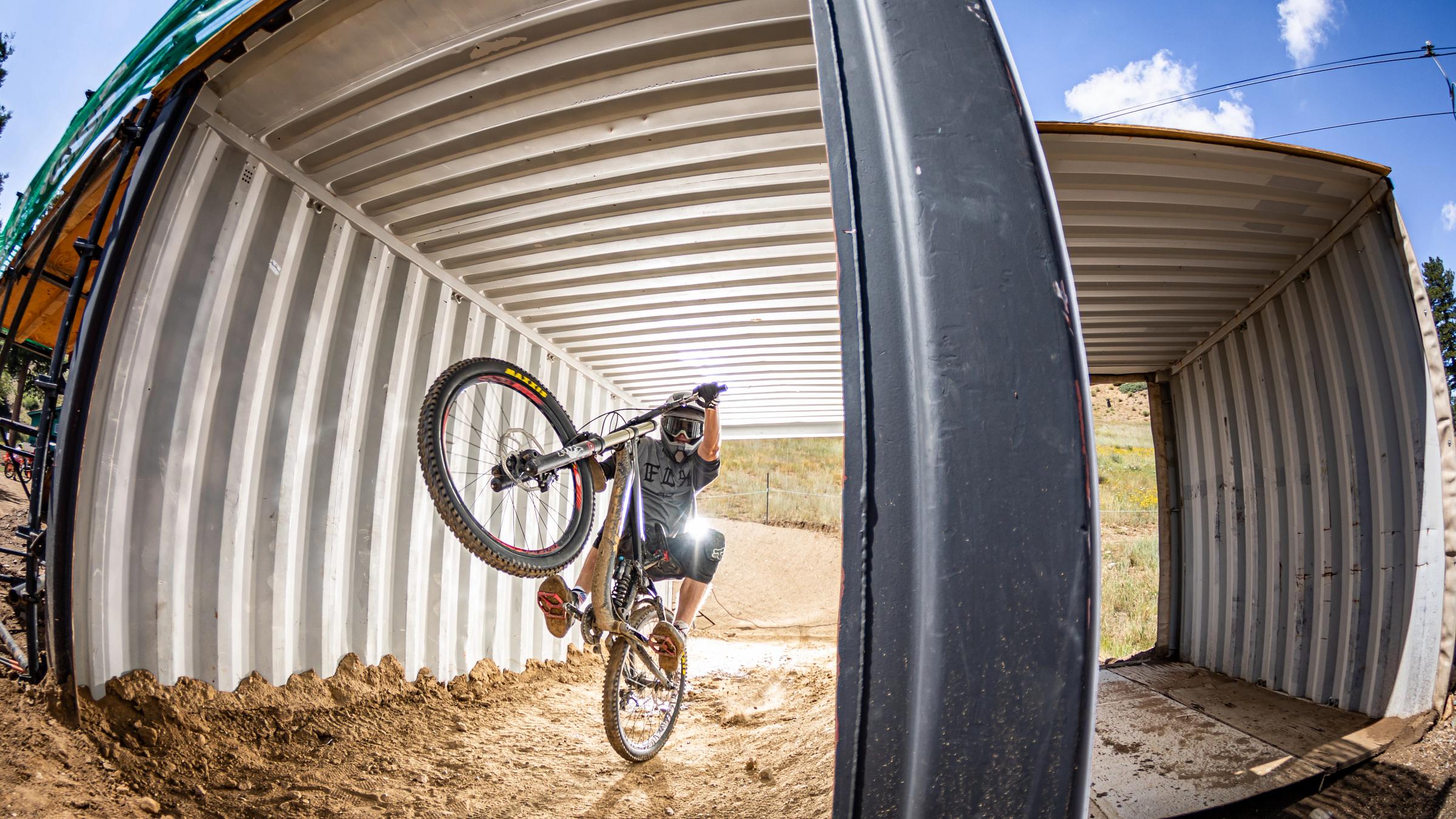 Rider on a MTB doing an air trick