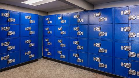 Blue storage lockers