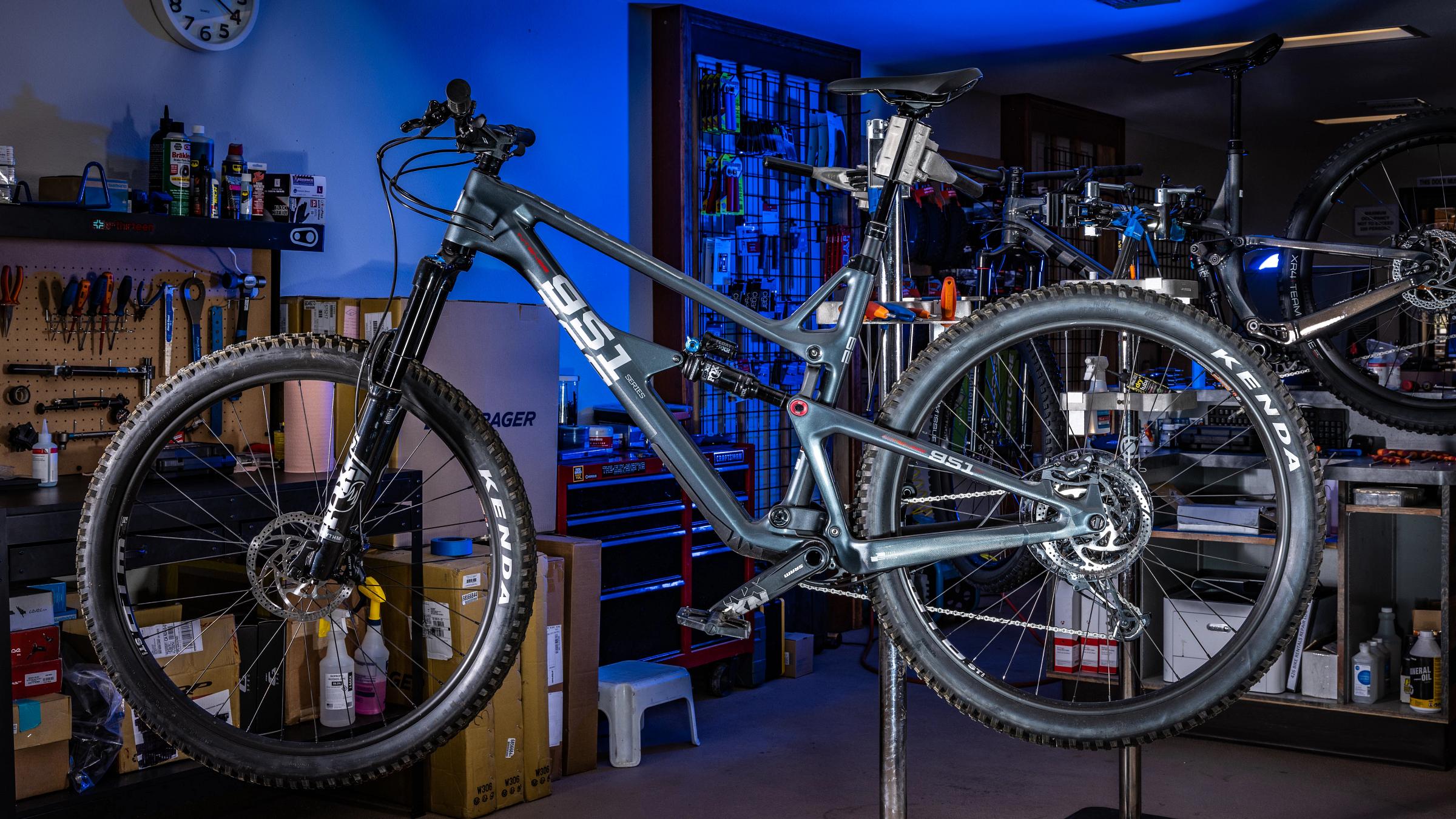 mountain bike rental - all black mountain bike with 951 written in white
