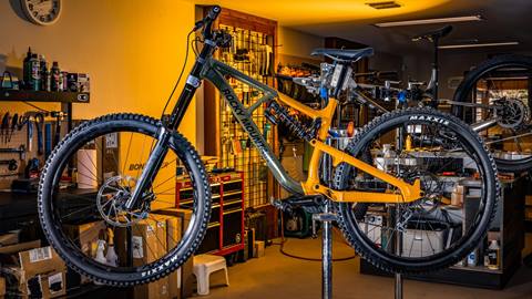 mountain bike rental - black and orange mountain bike
